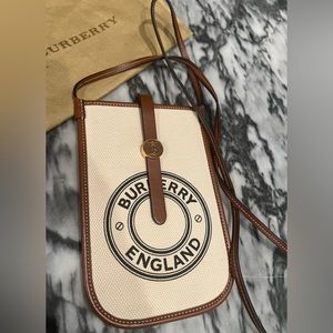 Burberry Logo leather/canvas phone case crossbody